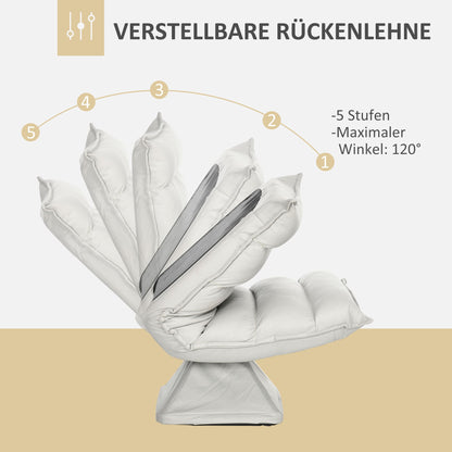 Vloersofa – Vloerstoel – Meditatiestoel – Relaxfauteuil – Loungefauteuil – Verstelbare Rugleuning – Draaibare Zitting – Microvezel Bekleding – Lichtgrijs – 62x70x95 cm