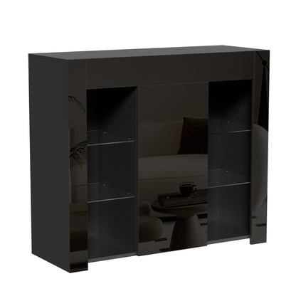 Dressoir – Opbergkast – Sideboard – Buffetkast – Kast Zwart – Strak Design Met Glanzende Front – Compacte Afmetingen 95x35x83 cm