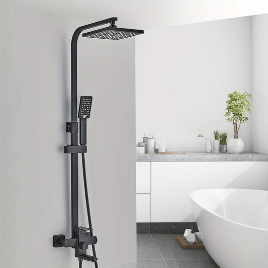 Douchekraan – Doucheset – Regendouche – Handdouche – Douchepaneel – Mat Zwart – RVS Hoogwaardig – Dual-Function Bediening