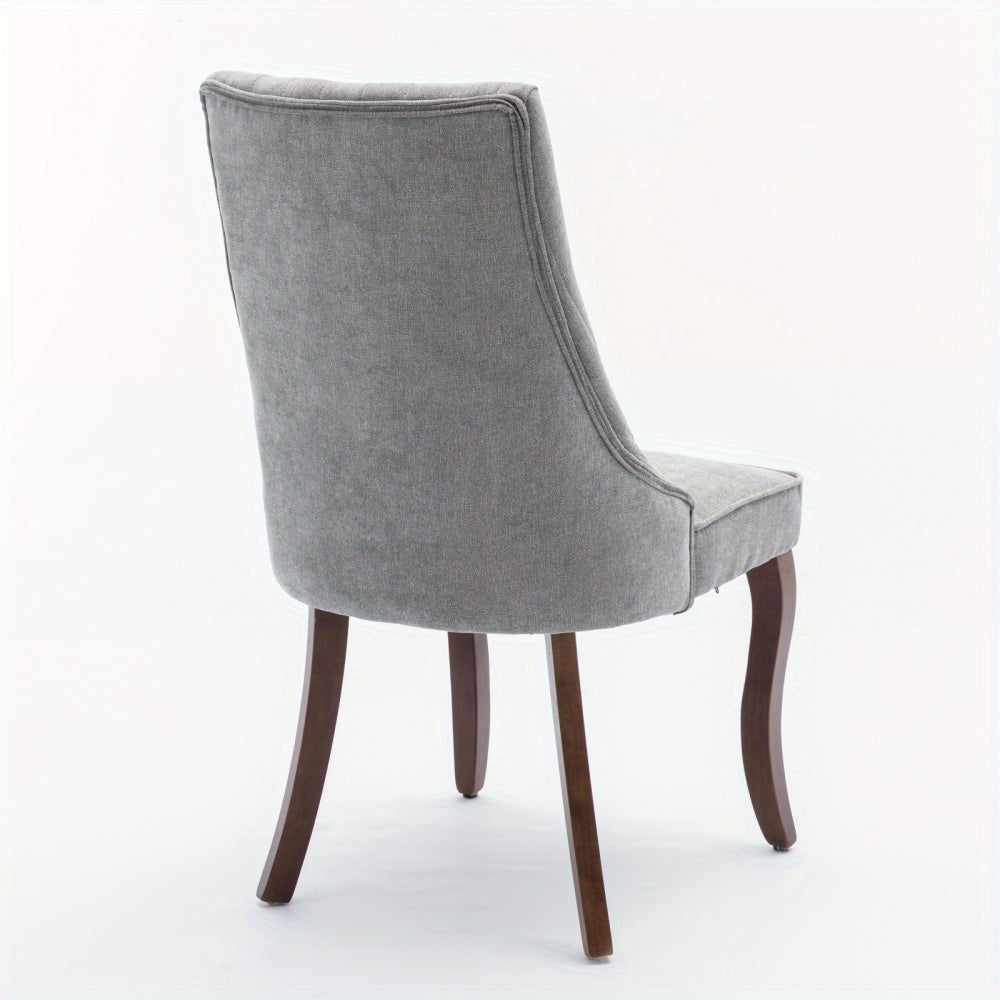 Eetkamerstoelen – Stoelen – Kuipstoelen – Eetkamerstoelen Set – Keukenstoelen – Grijze Bekleding – Massief Houten Poten – Comfortabele Gewatteerde Zitting