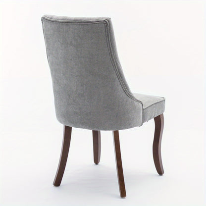 Eetkamerstoelen – Stoelen – Kuipstoelen – Eetkamerstoelen Set – Keukenstoelen – Grijze Bekleding – Massief Houten Poten – Comfortabele Gewatteerde Zitting
