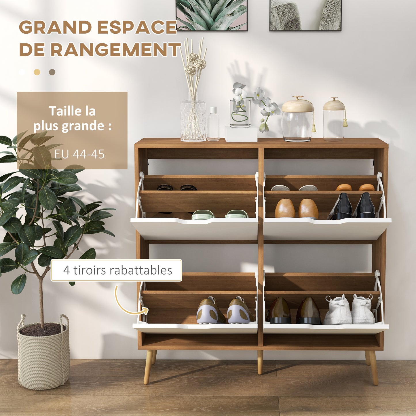 Schoenenkast – Schoenenrek – Schoenenopberger – Schoenenmeubel – Schoenentoren – 16 Paar Schoenen – Verstelbare Legplanken – Natuurlijk Hout – Smal Hoog Model