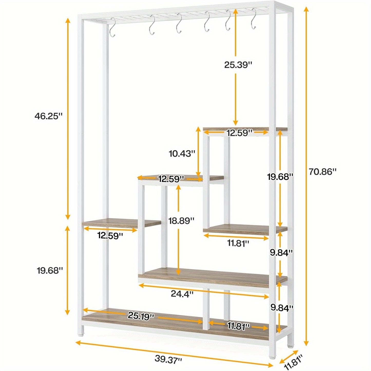 5-Tier Plantenrek – Bloementafel – Plantenstandaard – Bloemendisplay – Plantenhouder – 180 cm Hoog – Metalen Opbergrek – Versteldbaar – Wit-Beige