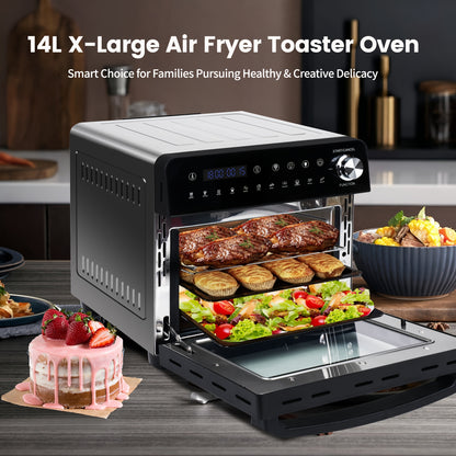 Hot Airfryer – Airfryer Oven – Mini Oven – Heteluchtfriteuse – Rotisserie Oven – 14L Capaciteit – 1800W Met 11 Programma’s En LED Display