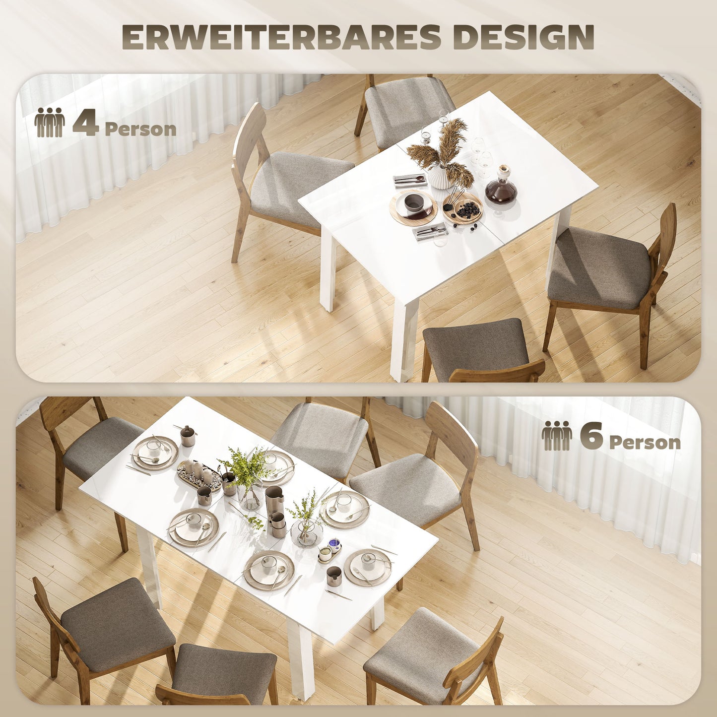 Uitklaptafel – Klaptafel – Vouwtafel – Uitschuiftafel – Eettafel – Hoogglans Wit – Uitschuifbaar 120-160 cm – Ruimtebesparend Design