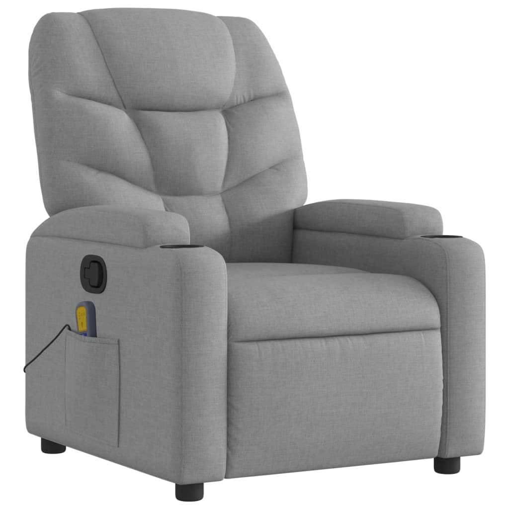 Massagestoel – Massagefauteuil – Relaxfauteuil – Relaxstoel – Ergonomische Stoel – Lichtgrijze Stof – Handmatige Verstelbare Rugleuning Tot 135 Graden