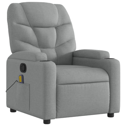 Massagestoel – Massagefauteuil – Relaxfauteuil – Relaxstoel – Ergonomische Stoel – Lichtgrijze Stof – Handmatige Verstelbare Rugleuning Tot 135 Graden