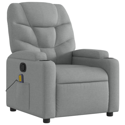 Massagestoel – Massagefauteuil – Relaxfauteuil – Relaxstoel – Ergonomische Stoel – Lichtgrijze Stof – Handmatige Verstelbare Rugleuning Tot 135 Graden