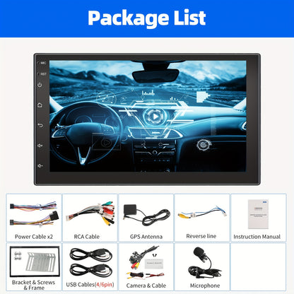 Android Autoradio – Multimedia Systeem – 2 DIN Radio – Auto Headunit – Touchscreen Stereo – 7 inch IPS Scherm – Android 14 Besturingssysteem – Inclusief 12 LED Achteruitrijcamera & Microfoon
