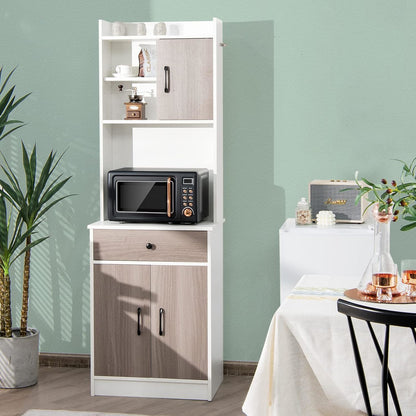 Keukenkast – Keukenbuffet – Opbergkast – Dressoir – Buffetkast – Wit – Massief Hout & MDF – Compact 60x40x180 cm