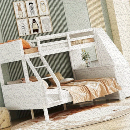 Stapelbed – Hoogslaper – Halfhoogslaper – Bunkbed – Kinderbed – Met Werkplek – Ruime Opbergruimte – Veiligheidshekken – Wit – 90x200 En 140x200 Cm