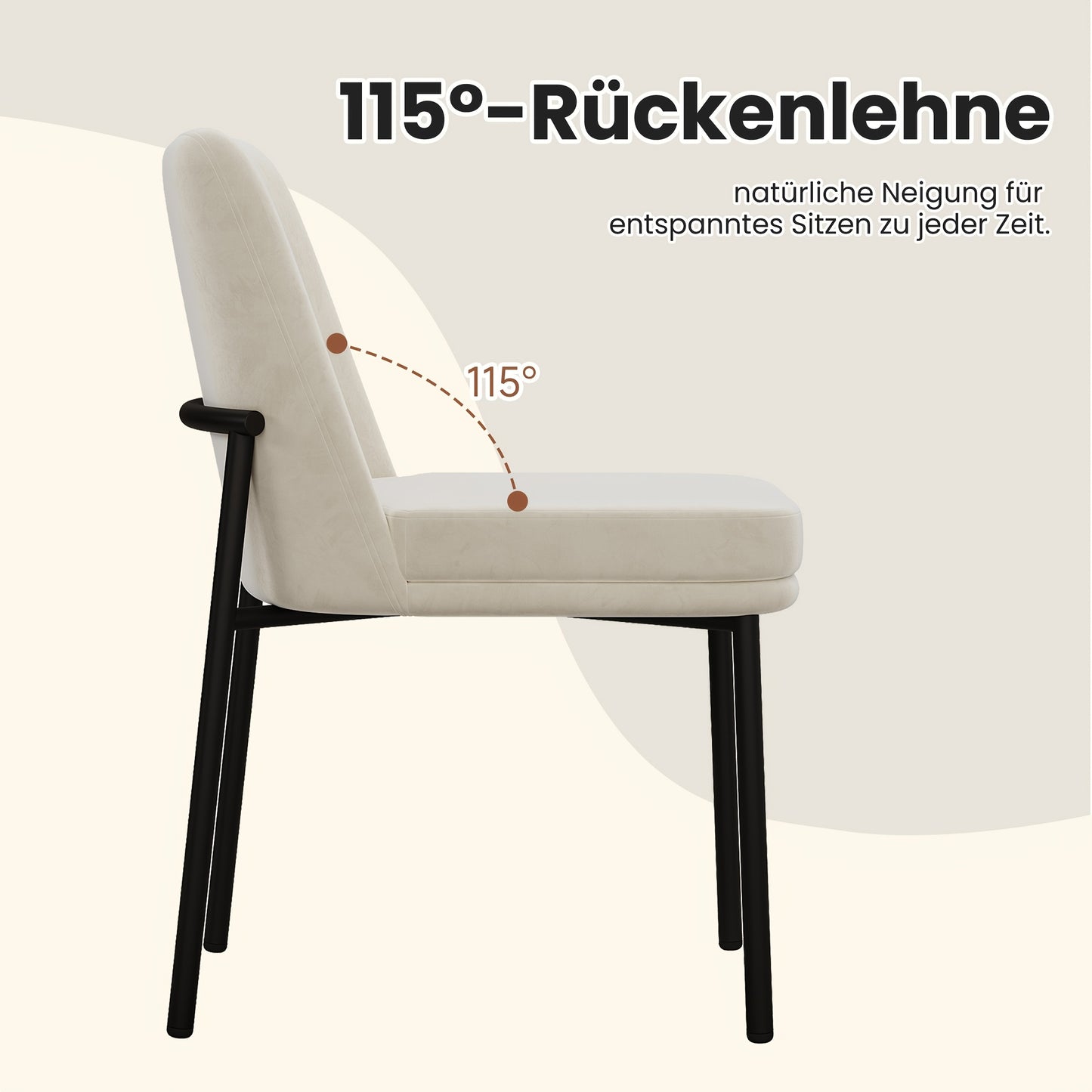 Eetkamerstoel – Stoel – Dining Chair – Caféstoel – Restaurantstoel – Set van 2 – Dikke Kussens met Katoenen Vulling – Stevige Zilverkleurige Metalen Poten