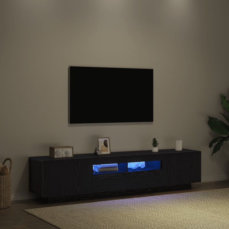 TV-meubel – Tv-kast – Media meubel – TV-standaard – Entertainmentkast – Noir – Strak en duurzaam composietmateriaal – Compact 120 cm breed
