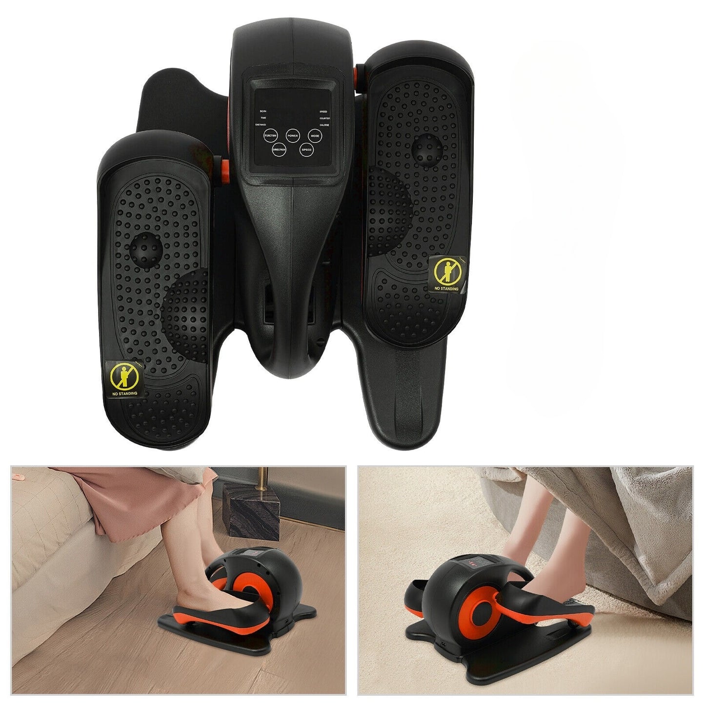 Minitrainer – Hometrainer – Bureaufiets – Stoelfiets – Deskbike – Compact Onder-tafel Design – Handmatige Weerstand – Antislip Pedalen – Robuust IJzer & Kunststof – Ruimtebesparend Oranje/Zwart