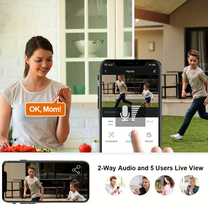 Beveiligingscamera – Zonnecamera – Buitencamera – Draadloze Camera – 3MP Full HD – Nachtvisie – Bewegingsdetectie - Wit