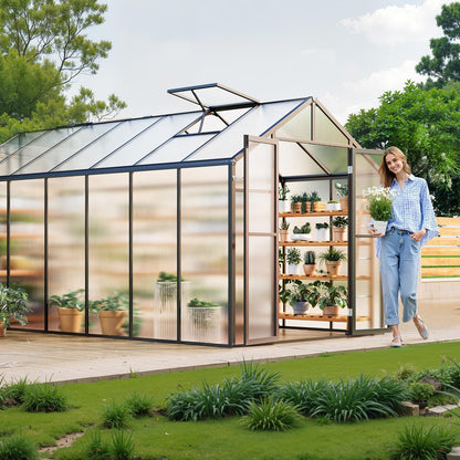 Kas – Kweekkas – Tuinkas – Groentenkas – Serre – Aluminium Frame – UV-bestendige Polycarbonaatpanelen 8 x 14 Ft