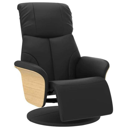Fauteuil – Stoel – Relaxfauteuil – Loungestoel – Zwarte Verstelbare Fauteuil – Kunstleer – Met Metalen Frame – Ingebouwde Voetensteun