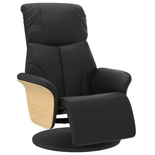 Fauteuil – Stoel – Relaxfauteuil – Loungestoel – Zwarte Verstelbare Fauteuil – Kunstleer – Met Metalen Frame – Ingebouwde Voetensteun
