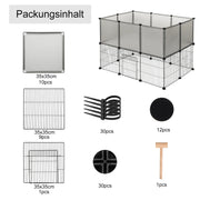 Dierenren - Kat - Hond - Binnenhuis - Ren - Buitenhuis - 107 cm x 72 cm x 72 cm - Grijs