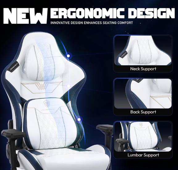 Gamingstoel – Gamestoel – Gaming Chair – Game Stoel – Bureaustoel – Ergonomische Lendensteun – Pocketveren Zitkussen Met Voetensteun – Hoge Rugleuning – Met Metalen Frame