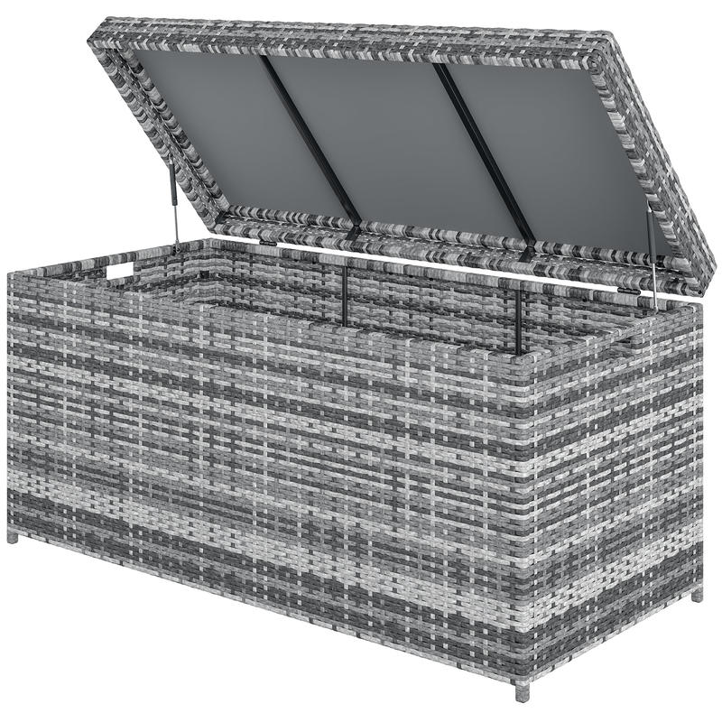 Opbergbox – Opbergmand – Opbergkist – Opbergdoos – Grote Rattan Opbergbox – 380L – UV-Bestendig – 130x61x65 cm – Donkergrijs