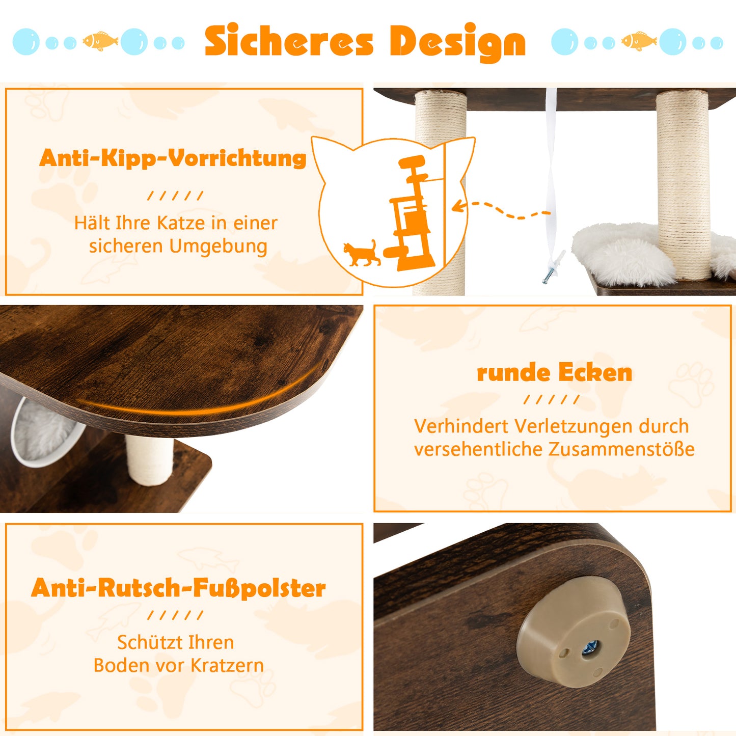 Krabpaal – Kattenboom – Krabmeubel – Klimmeubel – Kattenhuis – 175 cm Hoog – 6 Niveaus Met Kattenhol En Wasbare Matten