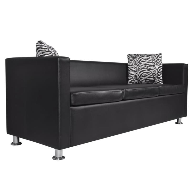Zwarte Sofa Set – Bankstel – 3-Zits Bank – 2-Zits Bank – Kunstleren Bank – Modern Design – Comfortabele Schuimvulling – Onderhoudsvriendelijk