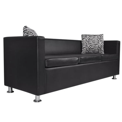 Zwarte Sofa Set – Bankstel – 3-Zits Bank – 2-Zits Bank – Kunstleren Bank – Modern Design – Comfortabele Schuimvulling – Onderhoudsvriendelijk