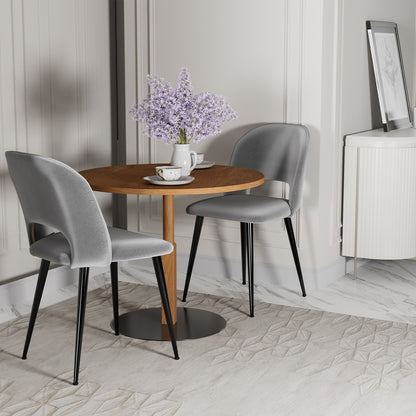 Eetkamerstoel – Stoel – Dining Chair – Keukenstoel – Dining Room Chair – Grijs Fluwelen Bekleding – Ergonomisch Ontwerp – 48x45x85 cm Compact Formaat