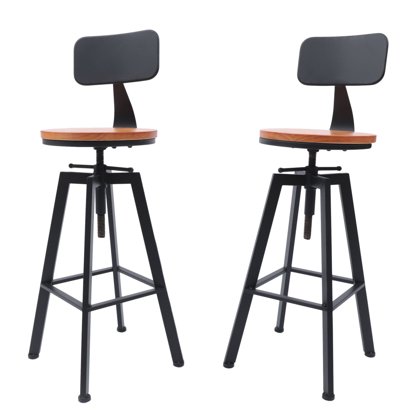 Barstoel – Barkruk – Barstoel Kruk – Barkrukken – Barstoelen – Verstelbare Zithoogte 64-84 cm – Industriële Metaal Houten Zitting