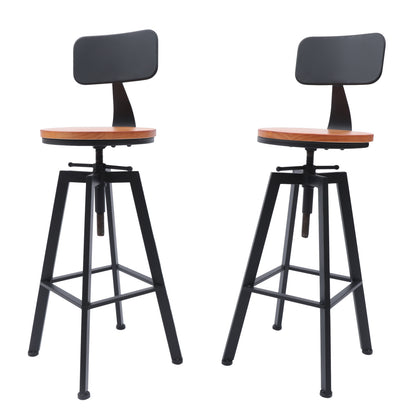 Barstoel – Barkruk – Barstoel Kruk – Barkrukken – Barstoelen – Verstelbare Zithoogte 64-84 cm – Industriële Metaal Houten Zitting
