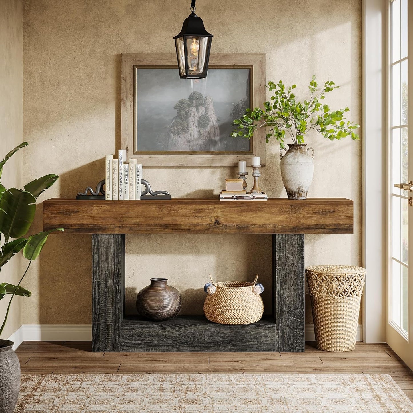 Sidetable – Haltafel – Banktafel – Bijzettafel – Tv-meubel – Landelijke stijl – 160 cm breed – Verstelbare poten
