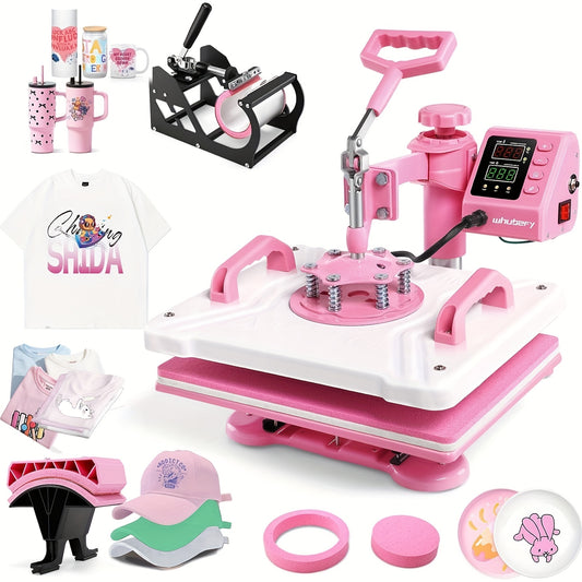 Warmtepers – Hittepers – Transferpers – Sublimatiepers – Textielpers – 5-in-1 Multifunctionele Warmtepers – 30x38 cm Verwarmingsplaat – 360° Draaibare Persarm