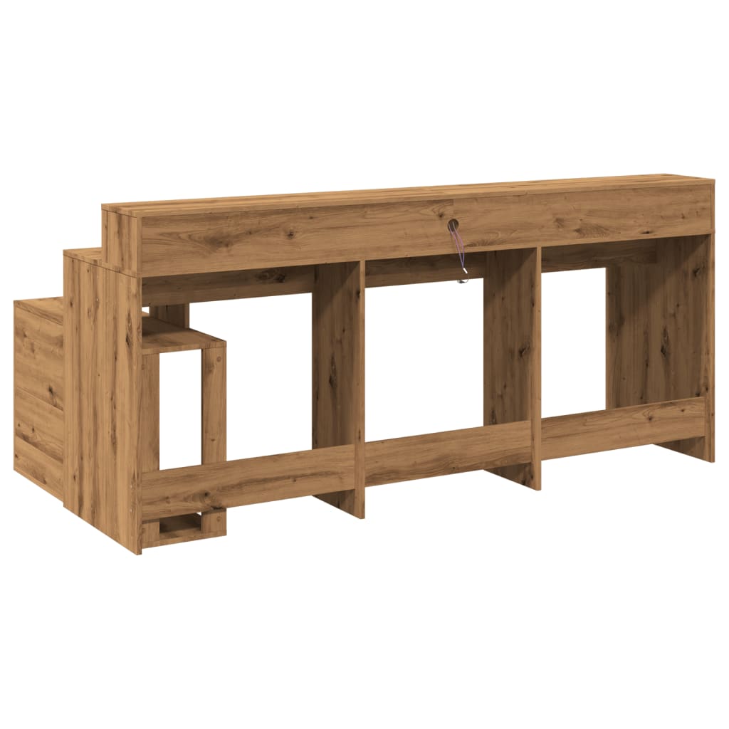 Bureau – Werktafel – Computertafel – Schrijftafel – Thuiswerkplek – Artisan Eiken Hout – Instelbare RGB LED Verlichting