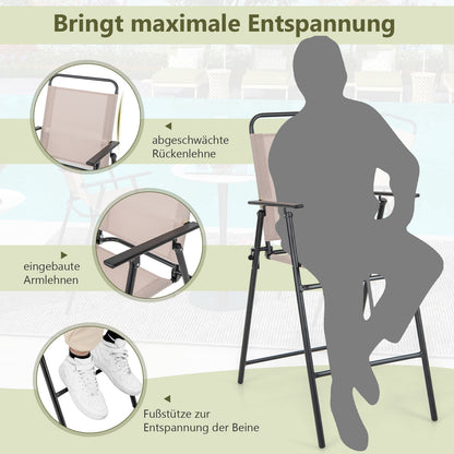 Barkrukken Outdoor – Barstoelen – Tuinstoelen – Inklapbare Krukken – Terrasstoelen – Ademend Mesh-Stof – Stevig Metalen Frame