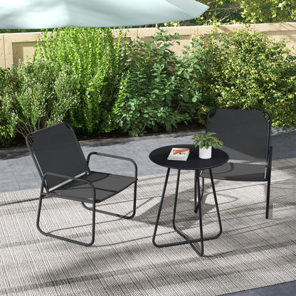 Tuinset – Tuinmeubilair – Bistroset – Loungeset – Balkonset – Gepoedercoat Staal – Ademend Textilene Grijs