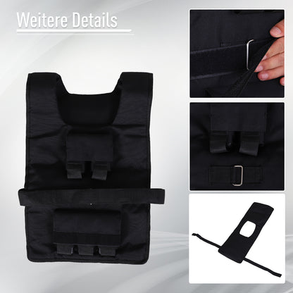 Gewichtsvest – Weight Vest – Verstelbaar Trainingsvest – Hardloopvest – Gewichtsvest Met Uitneembare Gewichten – 15/20/30 kg – Duurzaam Ijzer En Comfortabele Verstelbare Bandsluiting