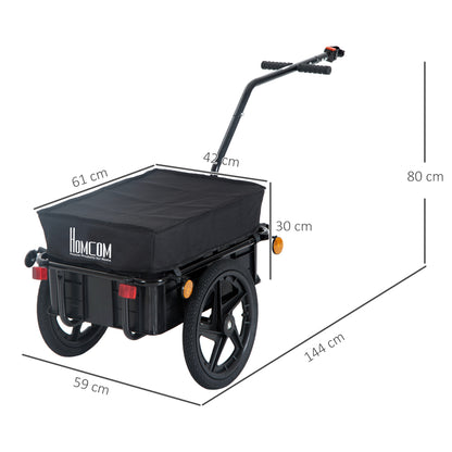 Fietskar – Fietsaanhanger – Bagagekar – Lastenwagen – Transportkar – 70L Laadruimte – Stevig Zwart Stalen Frame