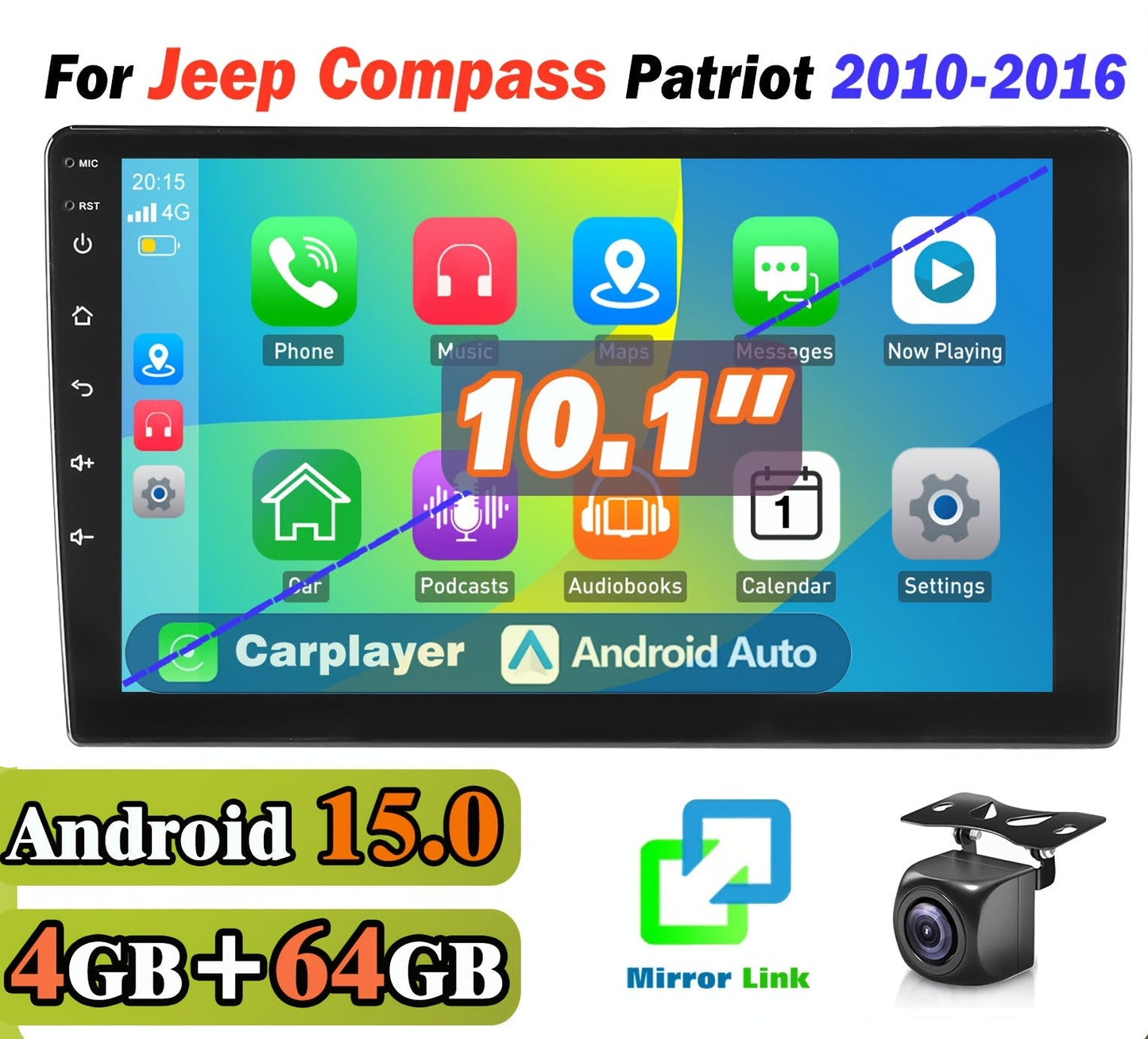 Android Autoradio – Car Stereo – Multimedia Systeem – Auto Radio – In-Car Entertainment – Android 15.0 Met AHD Camera – 10,1 Inch IPS Scherm – 4GB RAM 64GB Opslag