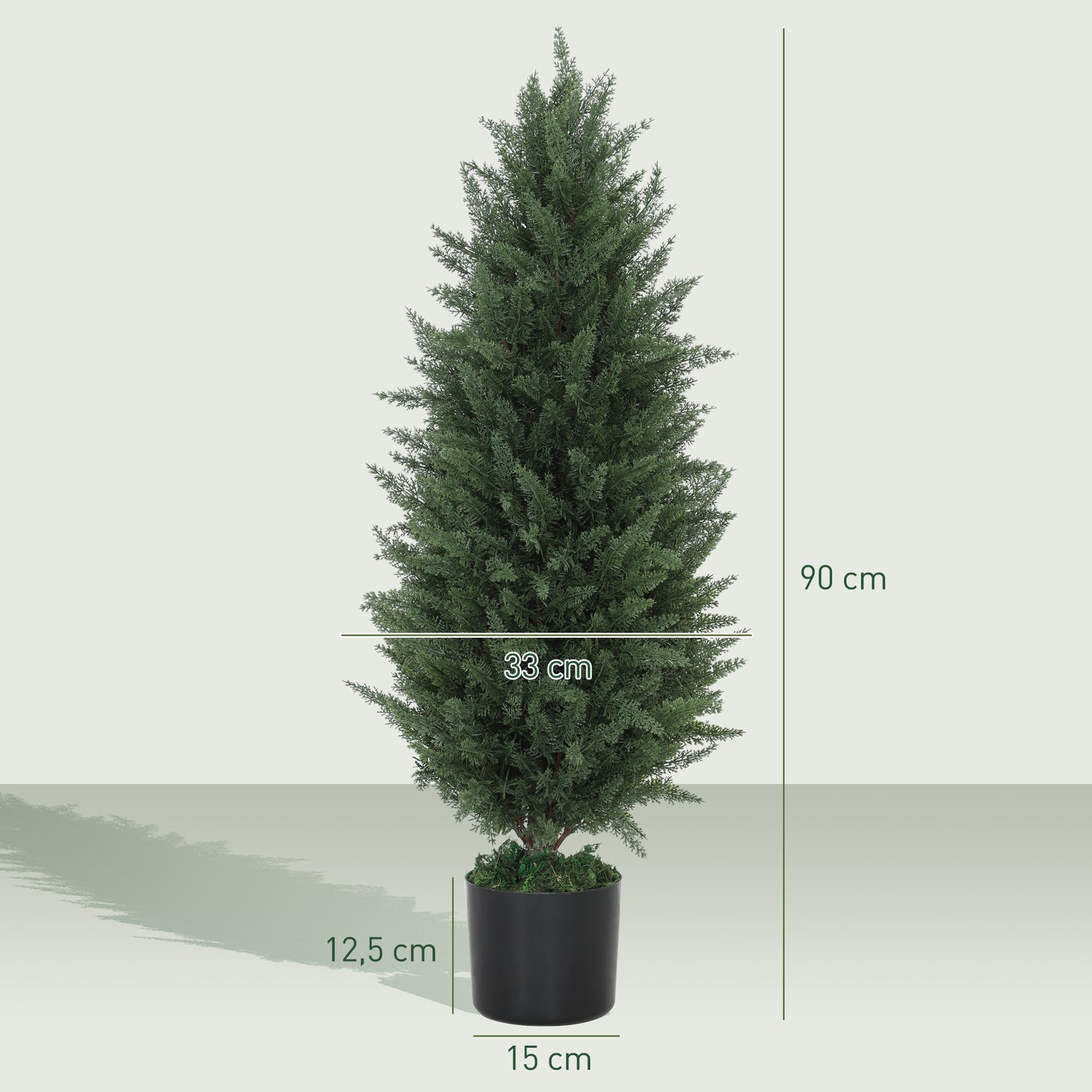 Kunstcipres – Kunstboom – Nepplant – Sierplant – Kamerplant – Set Van 2 – UV-Bestendig – 90 cm Hoog