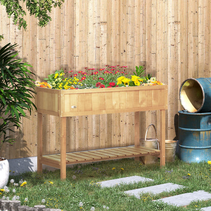 Houten Plantenbak – Bloembak – Plantenbak Met Voeten – Plantenbak Met Opbergrek – Plantenbak Met Irrigatie – 8 Compartimenten – 110x46x76 cm