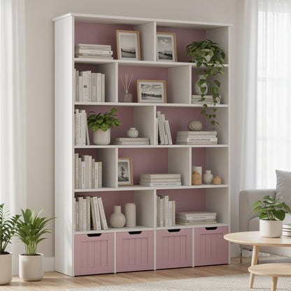 Boekenkast – Vakkenkast – Open Kast – Opbergkast – Ladenkast – 6-laags – Houten Constructie – Verrijdbaar Met Laden – 68,5 cm Hoog