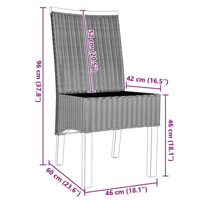 Eetkamerstoelen – Rattan Stoelen – Keukenstoelen – Set Van 2 Stoelen – Bruin – Natuurlijk Rattan – Gemakkelijk Schoon Te Maken – Stevige Rugleuning