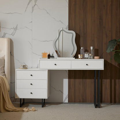 Kaptafel – Make-up Tafel – Vanity Table – Dressing Table – Cosmetica Tafel – Met Spiegel – Uittrekbaar Tafelblad – Metalen Constructie – 100x76x40 cm – Modern Design
