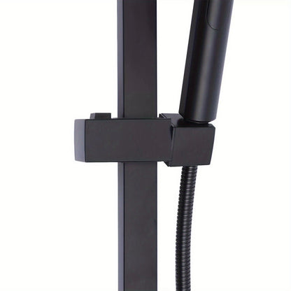 Doucheset – Regendouche – Douchepaneel – Douchekraan – Handdouche – Thermostatisch – Mat Zwart – Messing En RVS – Verstelbare Hoogte 80-120 cm