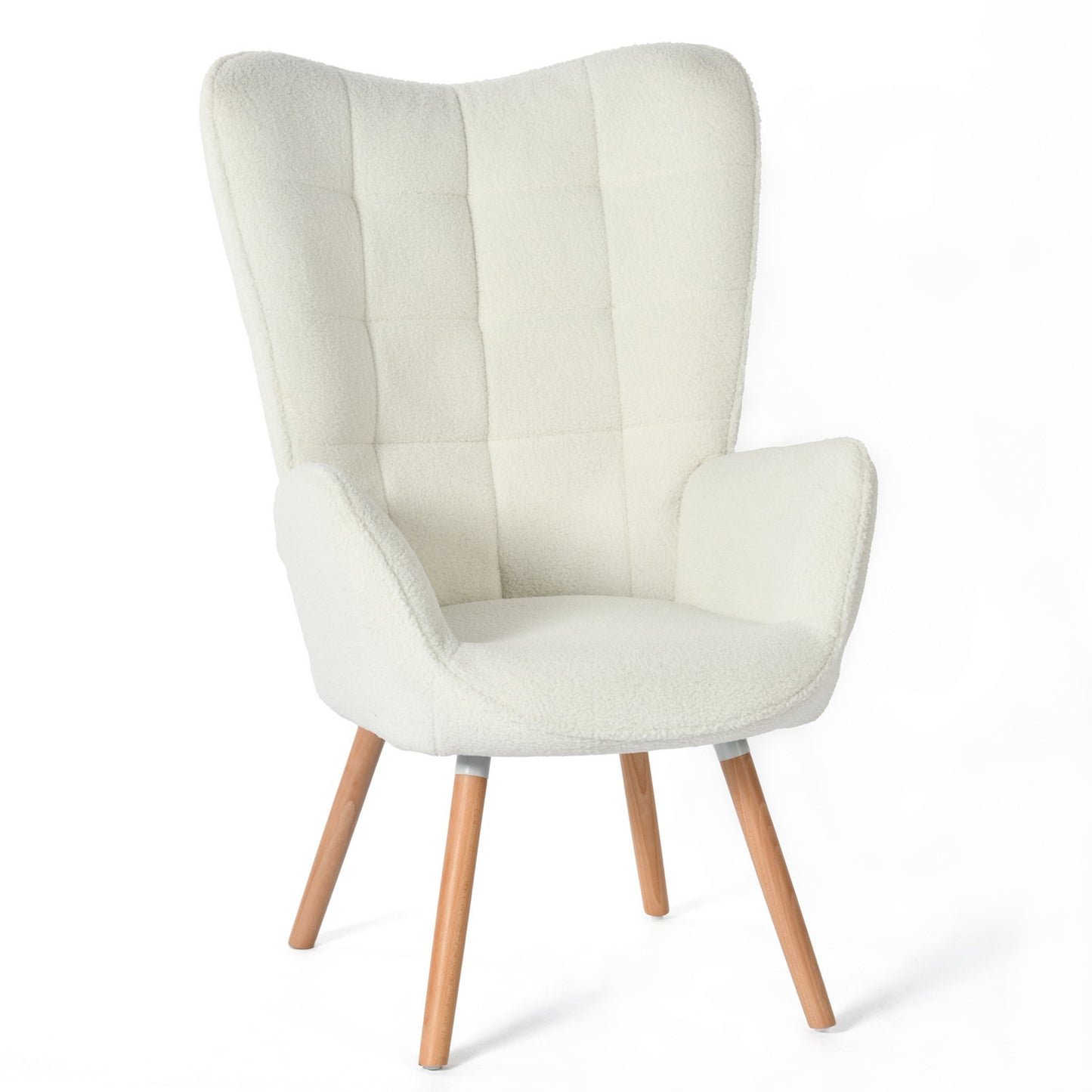 Scandinavische Fauteuil – Leunstoel – Armstoel – Stoel – Zithoekstoel – Witte Stoffering – Gevuld Met Zachte Schuimrug – 66x71x109 cm