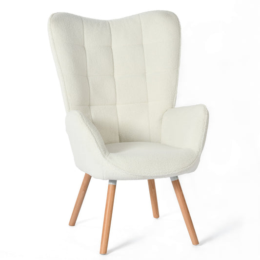 Scandinavische Fauteuil – Leunstoel – Armstoel – Stoel – Zithoekstoel – Witte Stoffering – Gevuld Met Zachte Schuimrug – 66x71x109 cm
