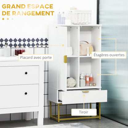 Badkamerkast – Opbergkast – Badkamermeubel – Kastje – Ladekast – Wit – 60x30x120 cm – MDF Met Melamine Coating – Inclusief Anti-Omkantel Beveiliging