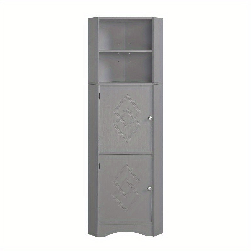 Badkamerkast – Opbergkast – Hoekkast – Badelement – Opbergmeubel – Verstelbare Planken – Lichtgrijs 36,5x36,5x155 cm
