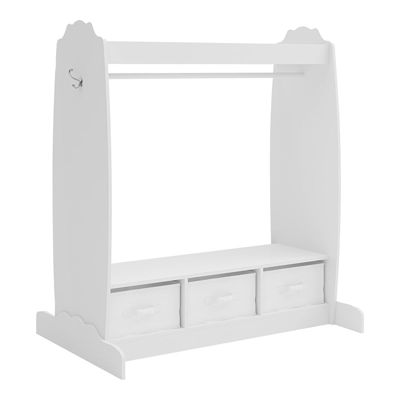 Kinderkast – Kledingkast – Opbergkast – Speelgoedkast – Ladekast – MDF Constructie – Inclusief 3 Uitschuifbare Opbergdozen – 107x95x61 cm Wit